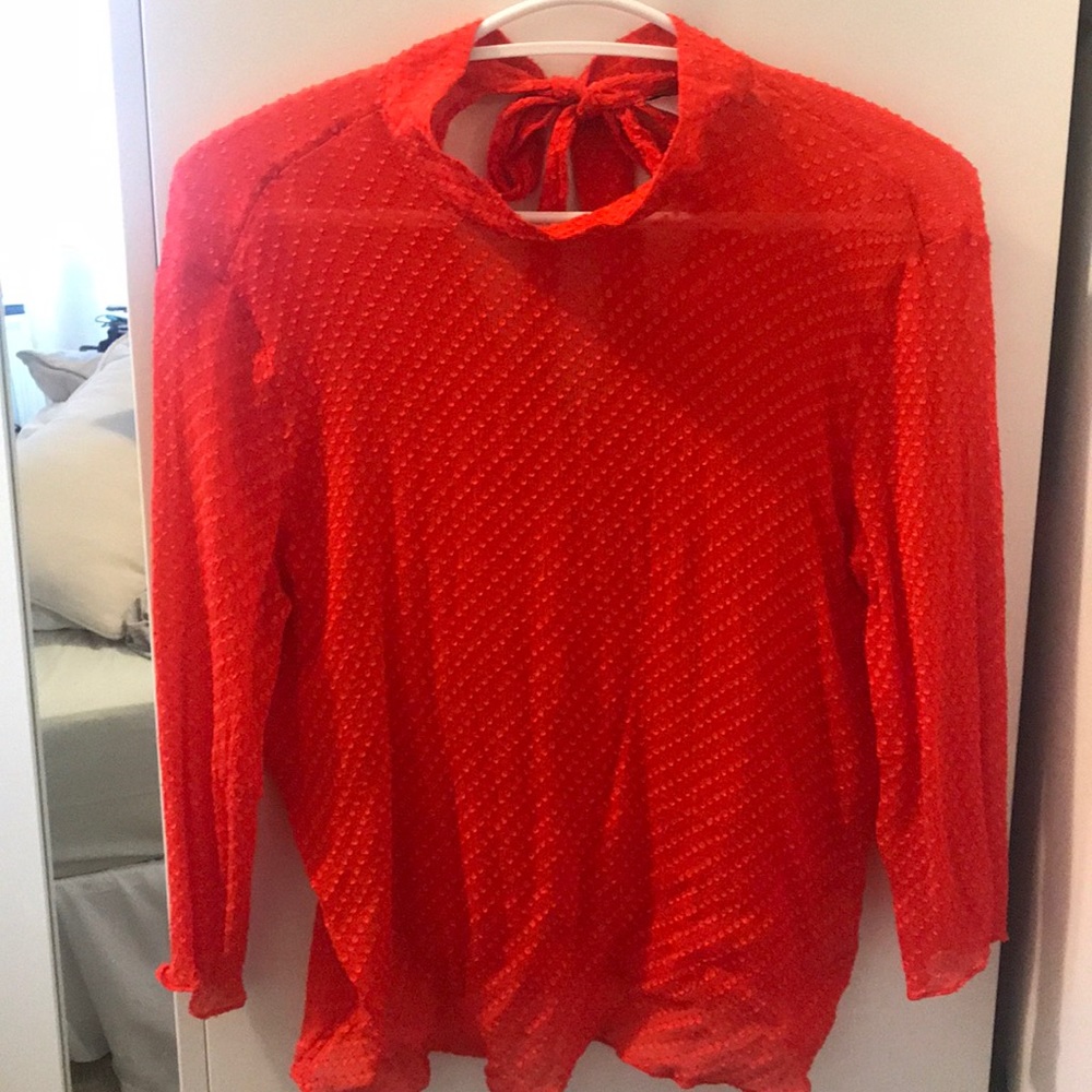& Other Stories red sheer detailed blouse